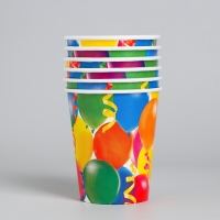 Одноразовая посуда: стакан бумажный &laquo;Праздник&raquo; воздушные шары, 250 мл, (набор по 6 шт)