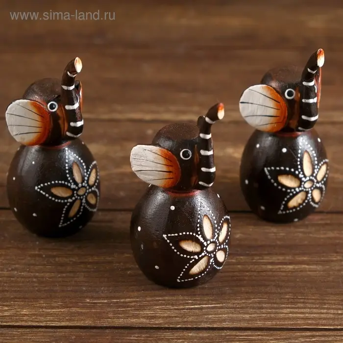 Набор сувенирный "Слоники" (3 шт) 14х4,5х12 см