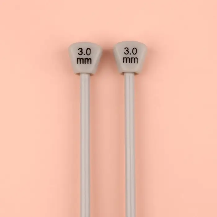 Спицы для вязания, прямые, с тефлоновым покрытием, d=3 мм, 35 см, 2 шт.