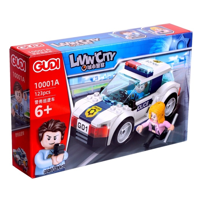 Конструктор блочный для мальчиков Полиция &laquo;Патрульная машинка&raquo;, 123 детали