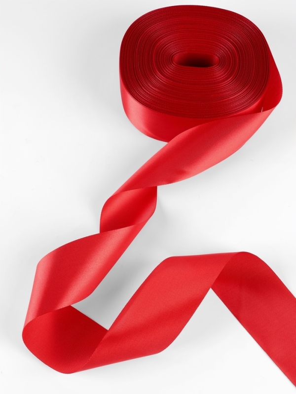 Лента атласная, 50 мм, 100&plusmn;5 м, красная