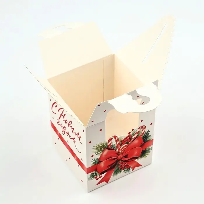 Коробка новогодняя складная &laquo;Бант новогодний&raquo; 9 х 11 х 9 см