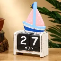 Календарь настольный &laquo;Парусник&raquo;, 18&times;10.5&times;5.5 см, дерево, розовый
