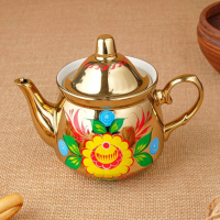 Набор &laquo;Цветы на золотом&raquo;, жёлудь, 3 предмета, самовар 3 л, заварочный чайник 0,7 л, поднос