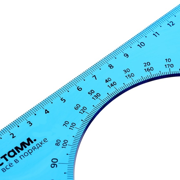 Треугольник c транспортиром 16 см Стамм Neon Cristal, 45&deg;, пластиковый, прозрачный, неоновые цвета, европодвес, микс