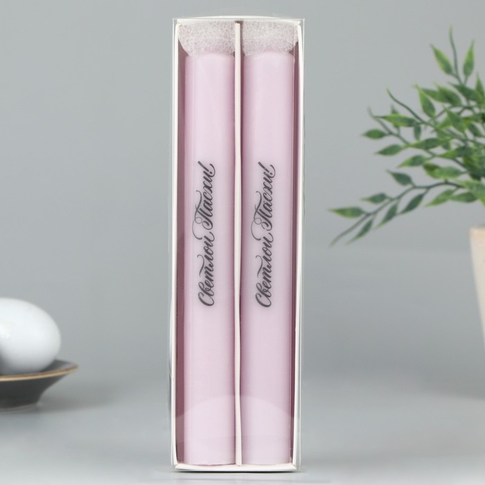 Свечи высокие с нанесением «Светлой Пасхи!», 2 шт., фиолетовые, 19 х 2,1 см. Свечи высокие с нанесением «Светлой Пасхи!», 2 шт., фиолетовые, 19 х 2,1 см.