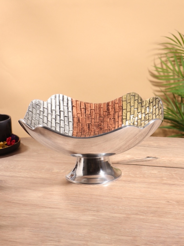 Блюдо сервировочное на ножке алюминий 30х30х15 см, алюминий, цв. МИКС