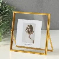 Фоторамка металл на 1 фото 15х15 см "Лофт" золото гальваника 1,2х15,5х15,5 см