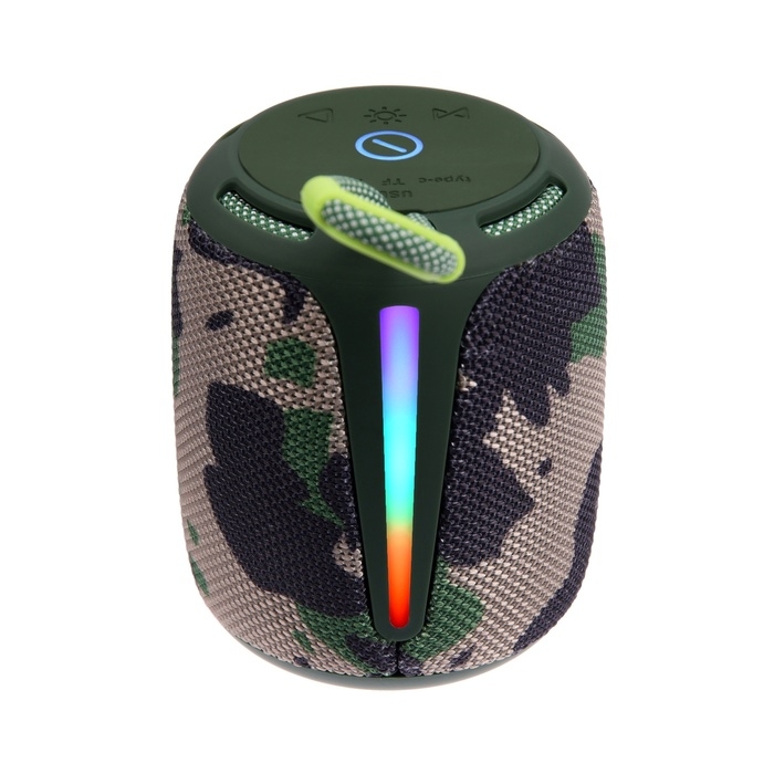 Портативная колонка Booms350, 7 Вт, 1200 мАч, подсветка, micro SD, хаки Портативная колонка Booms350, 7 Вт, 1200 мАч, подсветка, micro SD, хаки