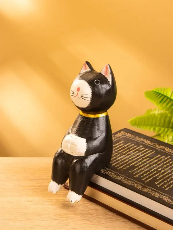 Сувенир &laquo;Кот сидячий&raquo;, 5&times;6&times;15 см, дерево, чёрный
