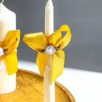 Свечи свадебные "Пышный" набор 3 шт (16 см + 2 шт по 18 см), золотистый