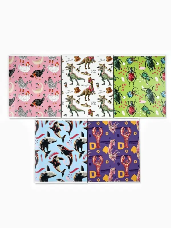 Тетрадь в клетку, 48 л., А5, на скрепке, блок №2 &laquo;Паттерн&raquo; МИКС