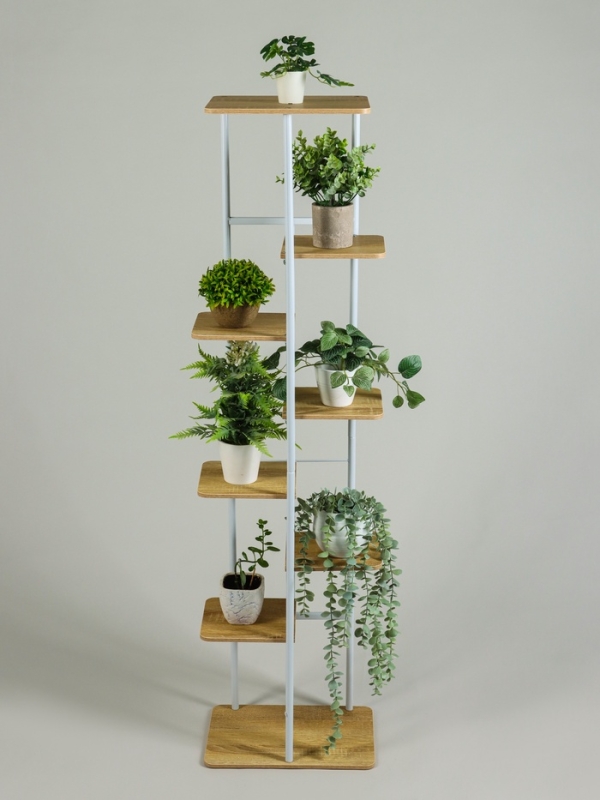 Подставка для цветов Greengo, 8 полок, 36 &times; 23 &times; 136 см, напольная, каркас металл, полки МДФ, белая