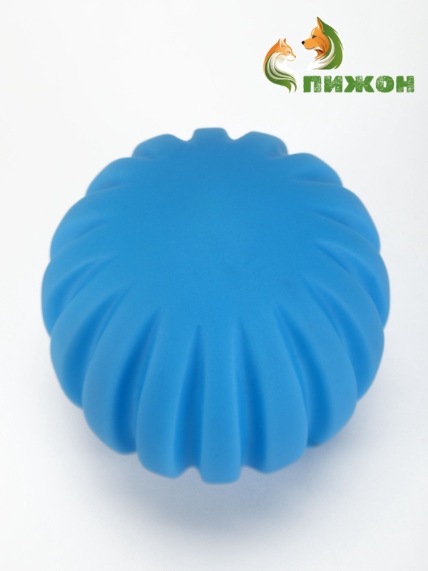 Игрушка пищащая для собак "Мяч с отсечками", 6 см, синий