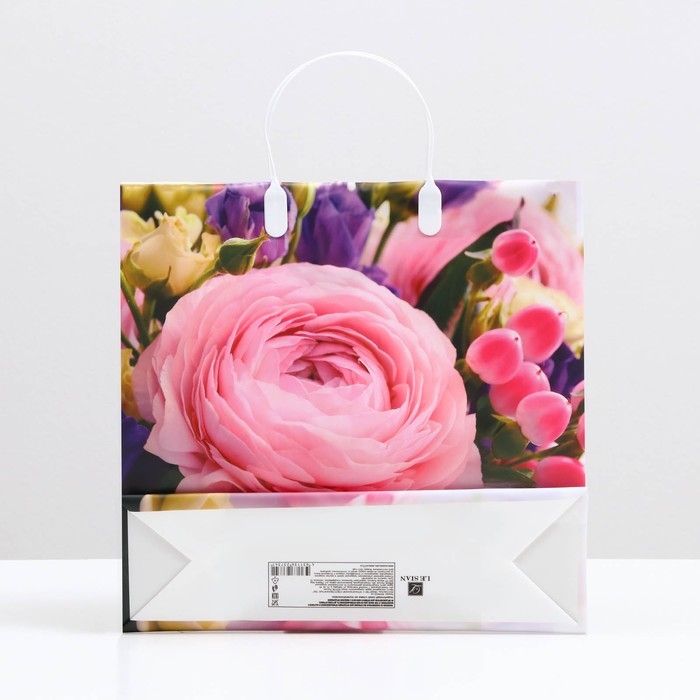 Пакет Пакет "Пионовидные розы", мягкий пластик, 30 x 30 см, 120 мкм