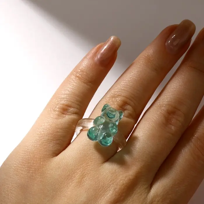 Кольцо &laquo;Мармеладный мишка&raquo;, цвет голубой, размер 17