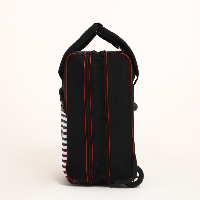 Чемодан малый 37 л (S) с сумкой, отдел на молнии, с расширением, цвет чёрный