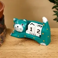 Календарь настольный &laquo;Кошка&raquo;, 14&times;5.4&times;10 см, дерево, зелёный