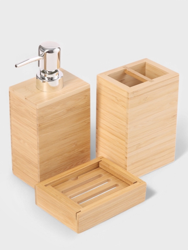 Набор аксессуаров для ванной BAMBOO, бамбук (дозатор. стакан, мыльница)