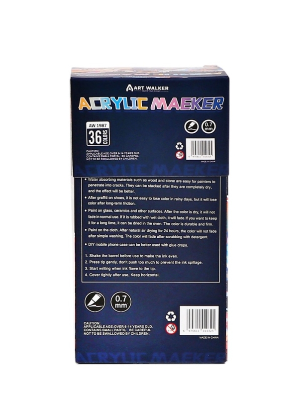Набор маркеров акриловых 36 цветов, конусный наконечник 0,7мм