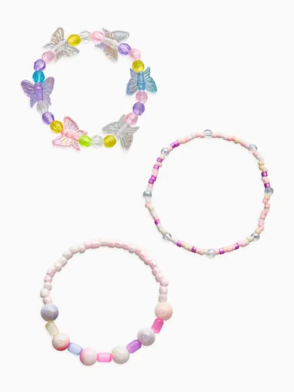 Браслет детский &laquo;Выбражулька&raquo;, 3 шт. набор, бабочки, бусины, цветной