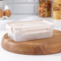 Контейнер пищевой Lock&Ok, 750 мл, 18,6&times;12,2&times;5,5 см, цвет прозрачный, крышка бежевая