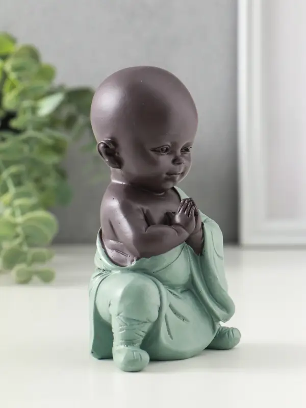 Сувенир полистоун "Маленький будда - медитация" зелёно-коричневый 5,8х7,7х12,3 см