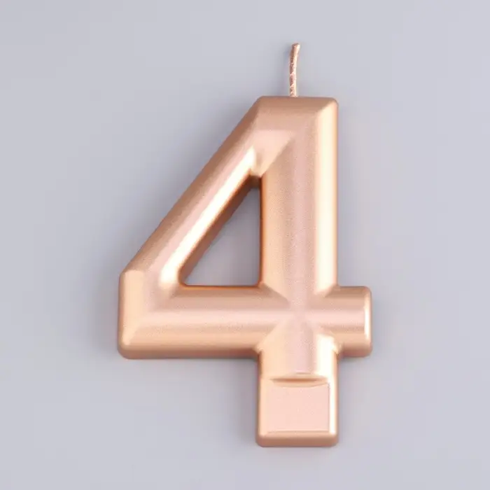 Свеча для торта &laquo;Европейская ГИГАНТ&raquo;, цифра 4, 7 см, розовое золото
