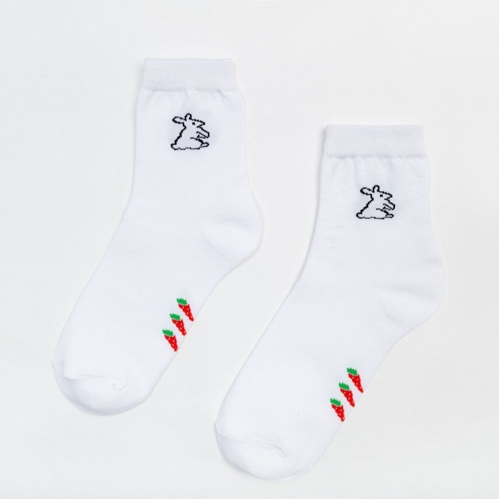 Носки женские MINAKU &laquo;Зайчик&raquo;, цвет белый, размер 38-39 (25 см)