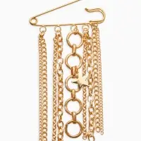 Булавка с подвесами "Звезды", цвет золото L=6см