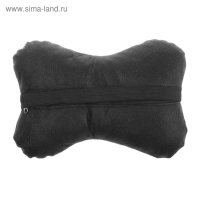 Подушка автомобильная косточка, на подголовник, экокожа, чёрный, 16х24 см