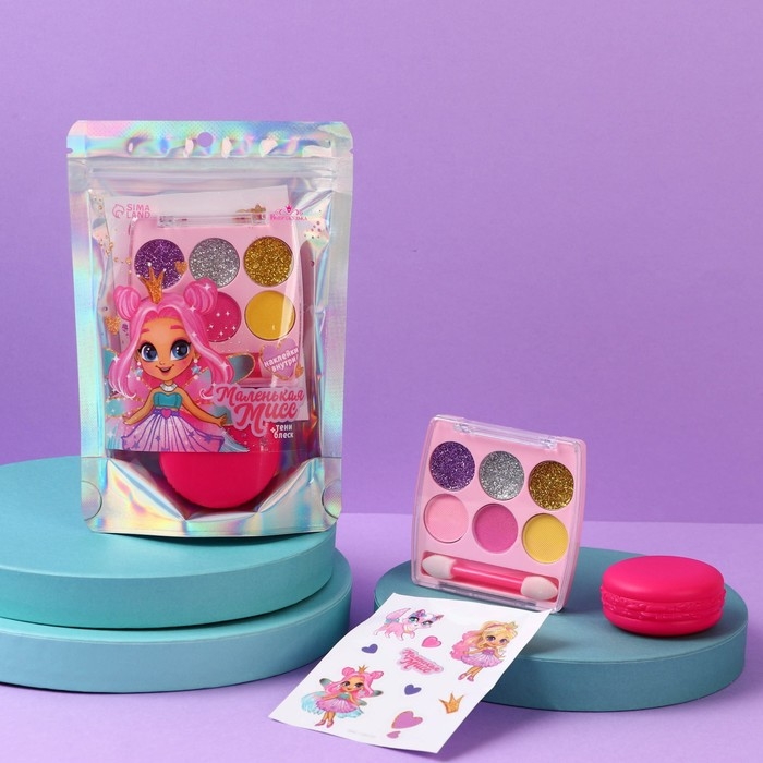 Набор детской косметики с наклейками &laquo;Маленькой мисс&raquo;, тени, блеск для губ