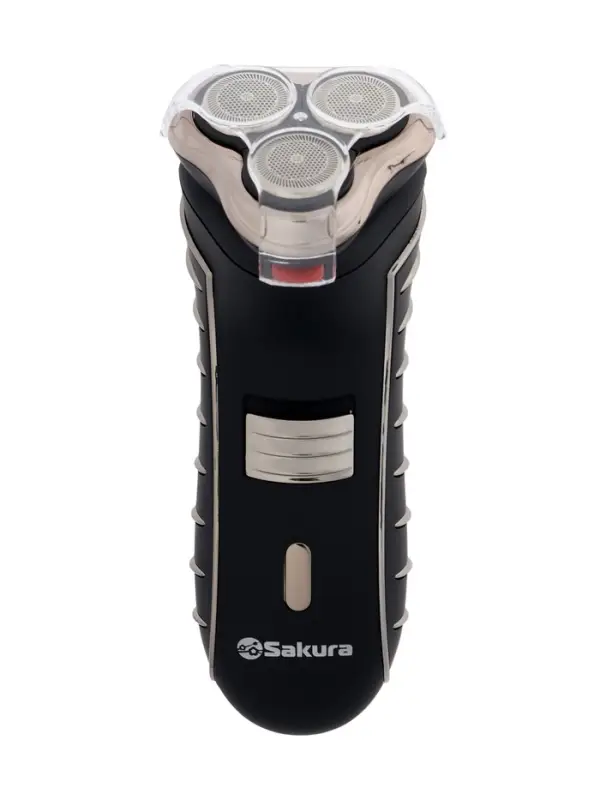 Электробритва Sakura SA-5414BK, АКБ, сеточная, 3 плавающие головки, триммер, чёрная
