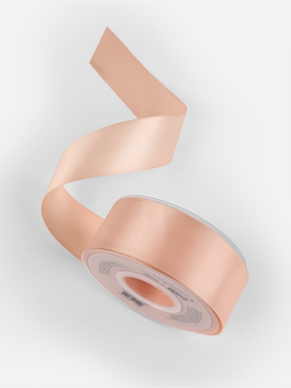 Лента атласная двухсторонняя №0714 38мм*25&plusmn;1м персиковый пух TR