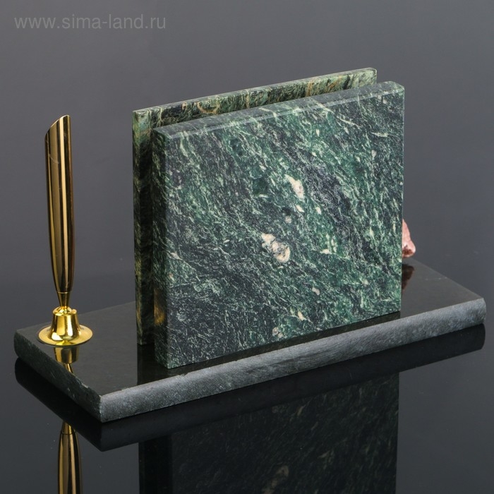 Набор настольный "Герб на флаге", змеевик