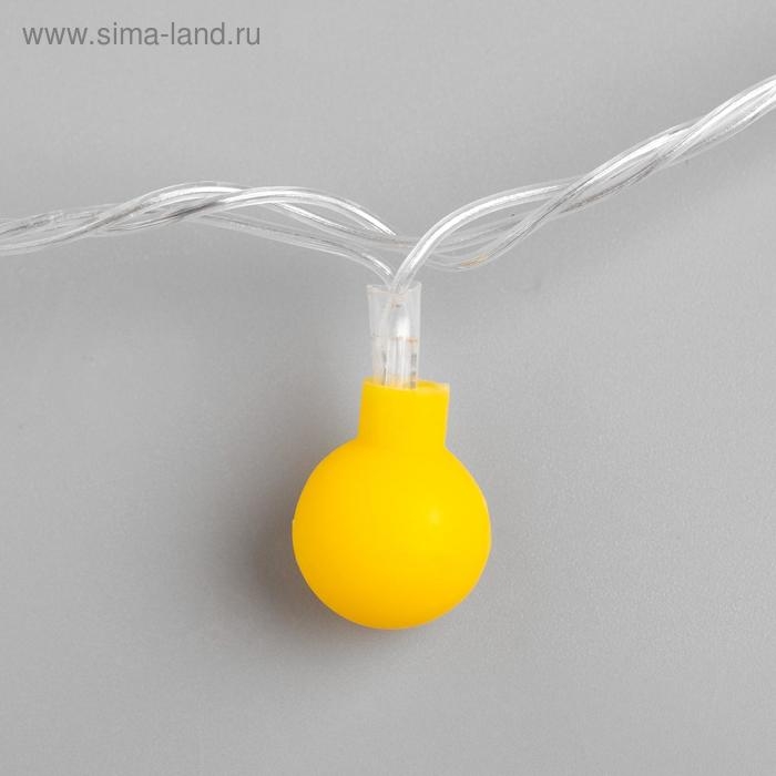 Гирлянда &laquo;Нить&raquo; 5 м с насадками &laquo;Шарики жёлтые&raquo;, IP20, прозрачная нить, 30 LED, свечение жёлтое, 8 режимов, 220 В