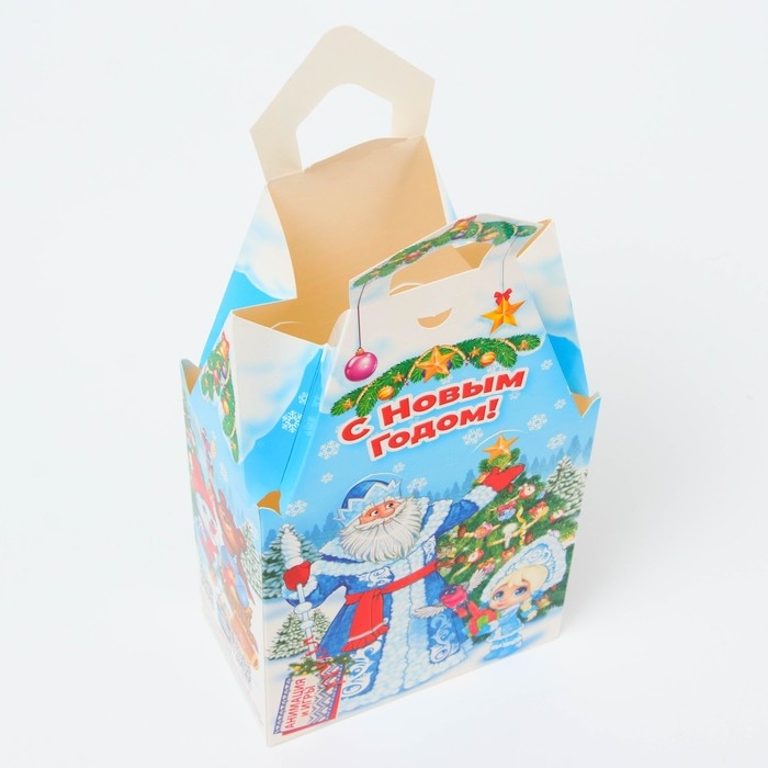 Новый год. Подарочная коробка Новогодняя Замок малый "Время встречи" с игрой и анимацией 14,5 х 8,5 х 25,5 см (+5,5 см).