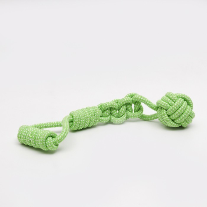 Игрушка канатная плетеная с ручкой для крупных собак, до 38 см, до 180 г, шар 7 см