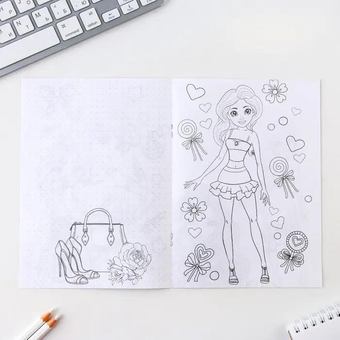 Блокнот раскраска А5, 8 страниц &laquo;Модница&raquo;