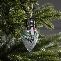 Елочный шар &laquo;Снежная хвоя&raquo; 9x5.5 cм, 1 LED, LR44x3 (в комплекте), свечение тёлое белое