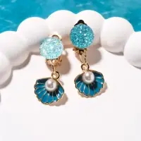 Клипсы детские &laquo;Выбражулька&raquo; жемчужина в ракушке, цвет голубой