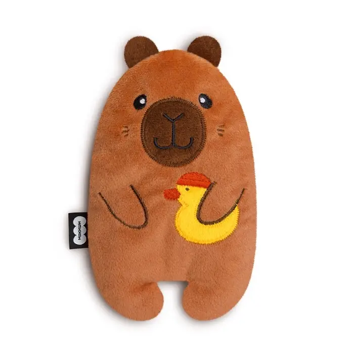 Развивающая игрушка-грелка "Капибара с уточкой", с вишневыми косточками, 18 см 934