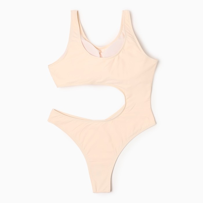 Купальник женский слитный однотонный MINAKU цвет молочный, размер 48