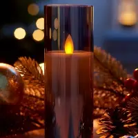 Светодиодная свеча "Серебристая" 20х5.5 см, AAx2 (не в компл.), Т/БЕЛЫЙ