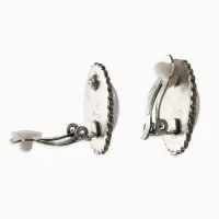 Клипсы "Винтаж" овал жемчуга, цвет белый в чернёном серебре