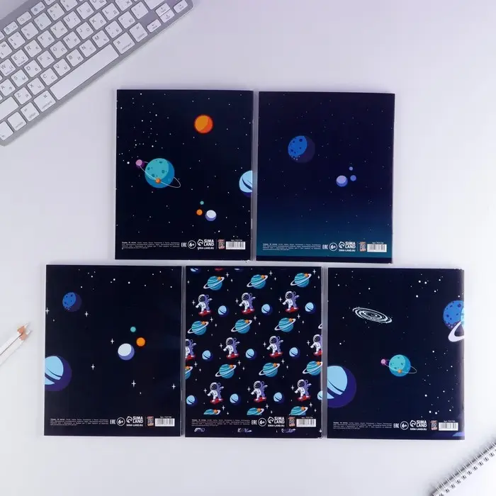 Тетрадь в клетку, 48 л., А5, на скрепке, блок №1 &laquo;Космос&raquo; МИКС