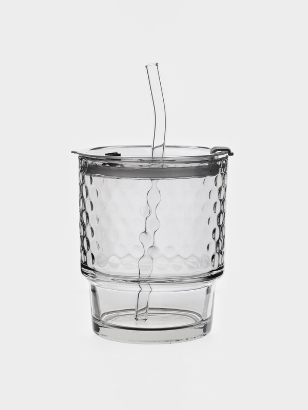 Стакан с крышкой и трубочкой "Сота", 350 мл, 9,5х9х12 см