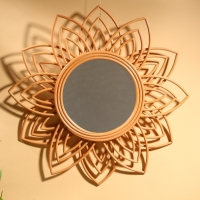 Зеркало настенное, 60х60х3 см, ротанг