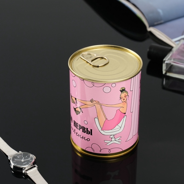 Подарочные носки в банке &laquo;Мотаю нервы качественно&raquo;, (внутри носки женские, цвет белый)