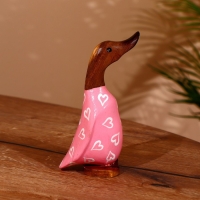 Сувенир "Утка в розовом" дерево 20 см